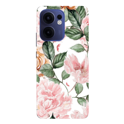 Oppo Reno13 FS Pink rose and laves Transparent Silicone TPU Θήκη